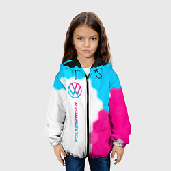 Куртка с капюшоном детская Volkswagen neon gradient style: по-вертикали, цвет: 3D-черный — фото 2