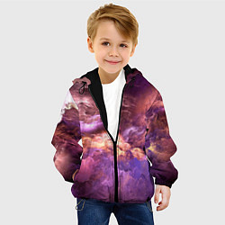 Куртка с капюшоном детская Необычное фиолетовое облако, цвет: 3D-черный — фото 2