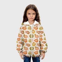 Куртка с капюшоном детская Губы и цветы поп арт хиппи, цвет: 3D-белый — фото 2