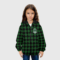 Куртка с капюшоном детская Краснодар черно-зеленая клетка, цвет: 3D-черный — фото 2