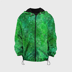 Куртка с капюшоном детская Узорчатый зеленый стеклоблок имитация, цвет: 3D-черный