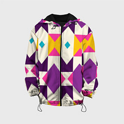 Куртка с капюшоном детская Геометрический цветной орнамент, цвет: 3D-черный