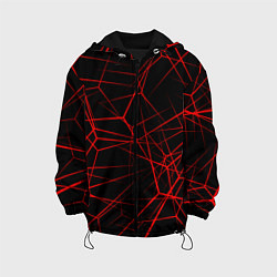 Куртка с капюшоном детская Красные линии на черном фоне, цвет: 3D-черный