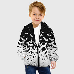 Куртка с капюшоном детская Black and white bat pattern, цвет: 3D-черный — фото 2