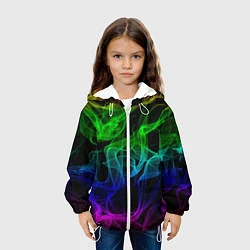 Куртка с капюшоном детская Разноцветный неоновый дым, цвет: 3D-белый — фото 2
