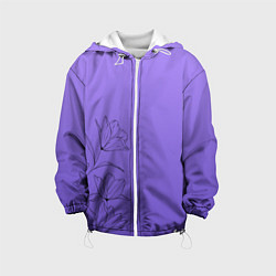 Куртка с капюшоном детская Красивый фиолетовый градиент с цветами, цвет: 3D-белый