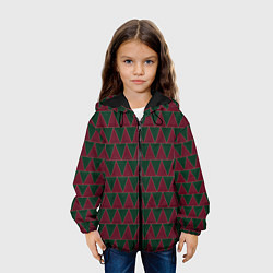 Куртка с капюшоном детская Красные и зеленые треугольники, цвет: 3D-черный — фото 2