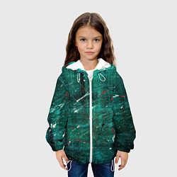 Куртка с капюшоном детская Светло-зелёный туман, краски и царапины, цвет: 3D-белый — фото 2
