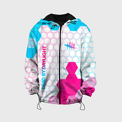 Куртка с капюшоном детская Dead by Daylight neon gradient style: надпись, сим, цвет: 3D-черный