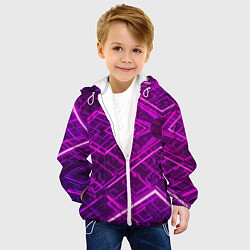 Куртка с капюшоном детская Абстрактные геометрические фиолетовые объекты, цвет: 3D-белый — фото 2