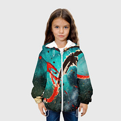 Куртка с капюшоном детская Голубой туман и брызки красок, цвет: 3D-белый — фото 2