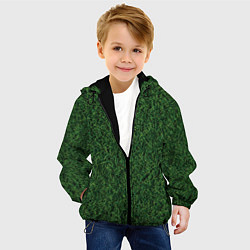 Куртка с капюшоном детская Зеленая камуфляжная трава, цвет: 3D-черный — фото 2