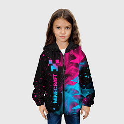 Куртка с капюшоном детская Minecraft - neon gradient: по-вертикали, цвет: 3D-черный — фото 2