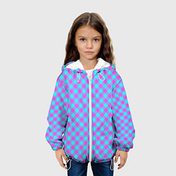 Куртка с капюшоном детская Фиолетовые и голубые квадратики, цвет: 3D-белый — фото 2