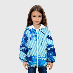 Куртка с капюшоном детская Синие линии, цвет: 3D-белый — фото 2