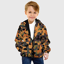 Куртка с капюшоном детская Камуфляж осенний лес, цвет: 3D-черный — фото 2