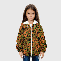 Куртка с капюшоном детская Камуфляж осенний лес мелкий, цвет: 3D-белый — фото 2