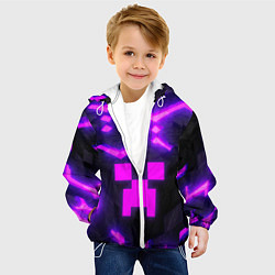 Куртка с капюшоном детская Майнкрафт розовый, цвет: 3D-белый — фото 2