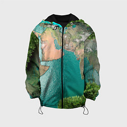 Куртка с капюшоном детская Карта Земли, цвет: 3D-черный