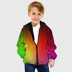 Куртка с капюшоном детская Радужные ромбы, цвет: 3D-черный — фото 2
