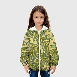 Куртка с капюшоном детская Винтажные ветви оливок, цвет: 3D-белый — фото 2