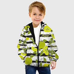 Куртка с капюшоном детская Яблоки на чёрно-белом фоне, цвет: 3D-черный — фото 2