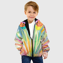 Куртка с капюшоном детская Акварельная абстракция цветение, цвет: 3D-черный — фото 2