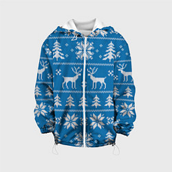 Детская куртка Рождественский синий свитер с оленями