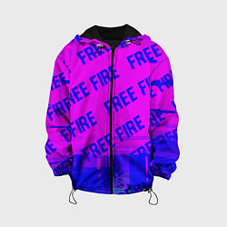 Куртка с капюшоном детская Free Fire glitch text effect: паттерн, цвет: 3D-черный