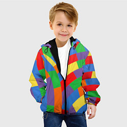 Куртка с капюшоном детская Разноцветные текстуры и паттерны, цвет: 3D-черный — фото 2