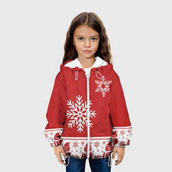 Куртка с капюшоном детская Снеговики в снежинках, цвет: 3D-белый — фото 2