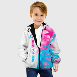 Куртка с капюшоном детская Need for Speed neon gradient style: по-вертикали, цвет: 3D-черный — фото 2