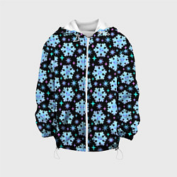 Куртка с капюшоном детская Яркие зимние снежинки с цветными звездами, цвет: 3D-белый