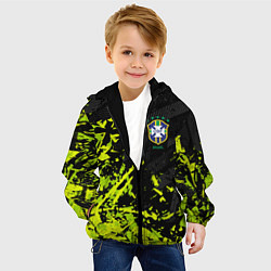 Куртка с капюшоном детская Сборная Бразилия пятна, цвет: 3D-черный — фото 2