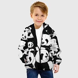 Куртка с капюшоном детская С пандами паттерн, цвет: 3D-черный — фото 2