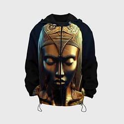 Куртка с капюшоном детская Нейросеть - золотая статуя египетской царицы, цвет: 3D-черный