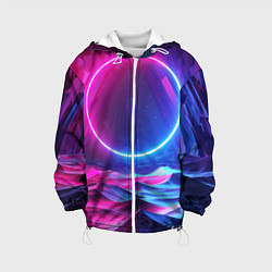 Куртка с капюшоном детская Круг и разноцветные кристаллы - vaporwave, цвет: 3D-белый