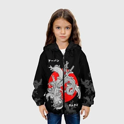 Куртка с капюшоном детская Катаны и рамэн, цвет: 3D-черный — фото 2