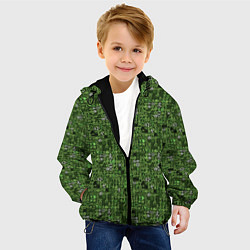 Куртка с капюшоном детская Милитари иероглифы, цвет: 3D-черный — фото 2