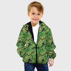 Куртка с капюшоном детская Милитари граффити, цвет: 3D-черный — фото 2