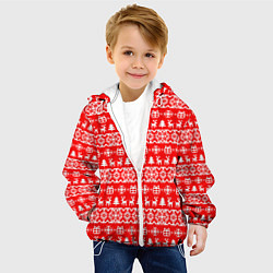 Куртка с капюшоном детская New Years winter pattern, цвет: 3D-белый — фото 2