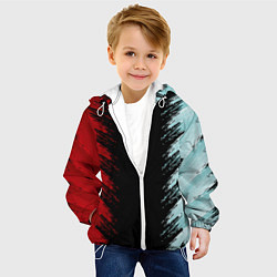 Куртка с капюшоном детская Красно-бирюзовый разрыв, цвет: 3D-белый — фото 2