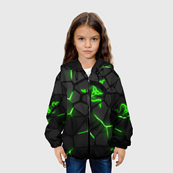 Куртка с капюшоном детская Razer green neon, цвет: 3D-черный — фото 2