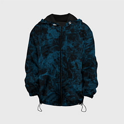 Куртка с капюшоном детская Синий и черный мраморный узор, цвет: 3D-черный