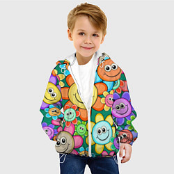 Куртка с капюшоном детская Ромашки - смайлы, цвет: 3D-белый — фото 2