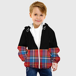 Куртка с капюшоном детская Классическая шотландка, цвет: 3D-белый — фото 2