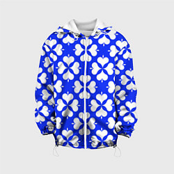 Куртка с капюшоном детская Четырехлистный клевер синий, цвет: 3D-белый