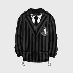 Куртка с капюшоном детская Ученик академии Невермор ЧБ: униформа, цвет: 3D-черный