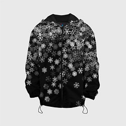 Куртка с капюшоном детская Пушистые снежинки, цвет: 3D-черный