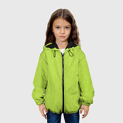 Куртка с капюшоном детская Текстурированный ярко зеленый салатовый, цвет: 3D-черный — фото 2